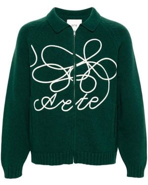 Arte' Flower Logo Cardigan - Green