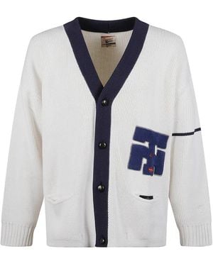 Champion Appliqué Wool-Blend Cardigan - Blue