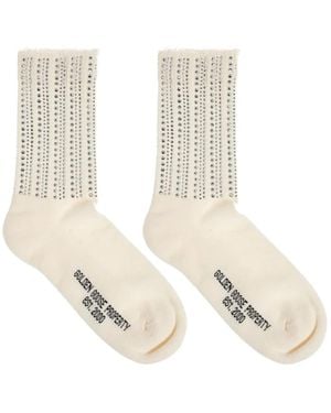 Golden Goose Rhinestone-Embellished Frayed Socks - White