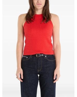 Tommy Hilfiger Cable-Knit Sleeveless Vest - Red