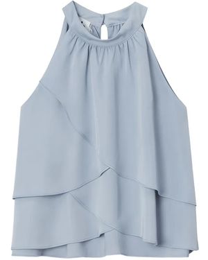 B+ AB Layered Ruffled Blouse - Blue