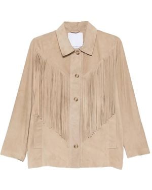 Blusotto Fringed Jacket - Natural