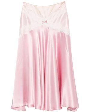 Viktor & Rolf Falda Midi Con Ribete De Encaje - Rosa