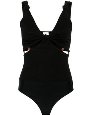 Nanushka V-Neck Cut-Out Bodysuit - Black