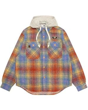 Aape By A Bathing Ape Check-Pattern Hooded Shirt - Blue
