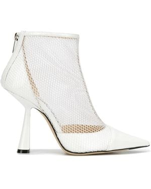 Jimmy Choo Kix 100 Patent Mesh Heeled Boots - White