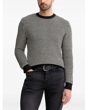 Guess Patterned Crew-Neck Sweater - Gray