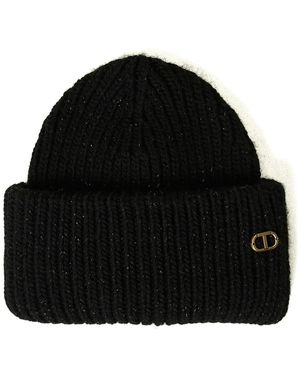 Twinset Oval T リブニット ビーニー - ブラック