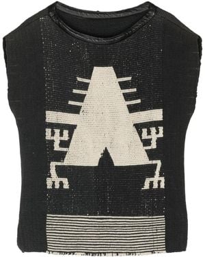 Voz Intarsia-Knit Cotton Top - Black