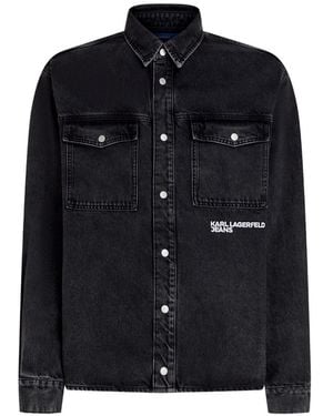 KARL LAGERFELD Karl Quote Denim Overshirt - Black