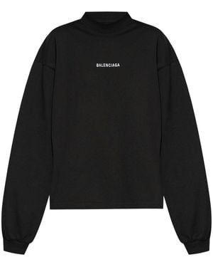 Balenciaga Logo-Embroidered Sweatshirt - Black