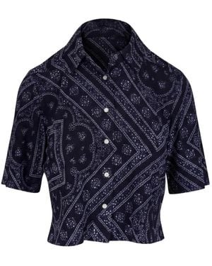 Veronica Beard Leandra Paisley-Print Cropped Shirt - Blue