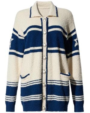 Perfect Moment Striped Bouclé Cardigan - Blue