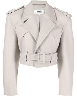 MM6 by Maison Martin Margiela クロップド ライダースジャケット - グレー