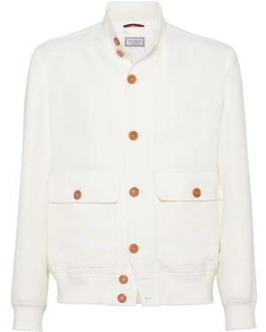 Brunello Cucinelli Cotton Buttoned Jacket - White