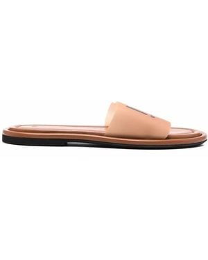N°21 Logo-Print Flat Sandals - White