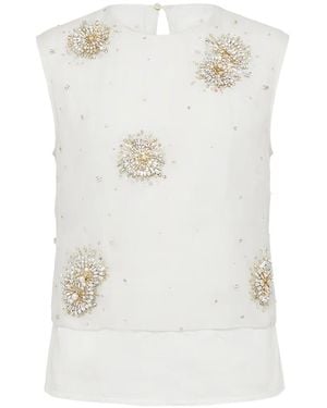 Wales Bonner Haut Orné De Sequins À Fleurs - White