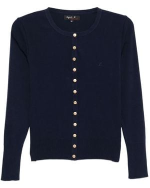 agnès b. Logo Snap Cardigan - Blue
