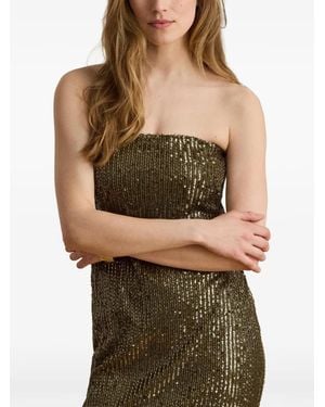 Ralph Lauren Sequin-Embellished Strapless Midi Dress - Green