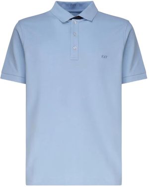 Fay Logo-Embroidered Polo Shirt - Blue