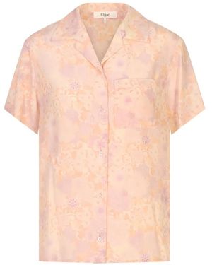 Chloé T-Shirt Mit Blumenprint - Pink