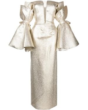Saiid Kobeisy Brocade-Effect Off-Shoulder Dress - Natural