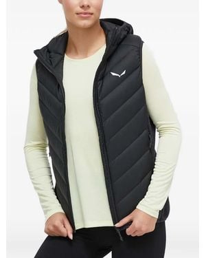 Salewa Fanes Sarner Hooded Quilted-Pattern Gilet - Blue