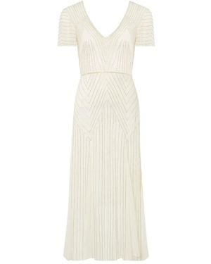 Temperley London Beaded V-Neck Maxi Dress - White