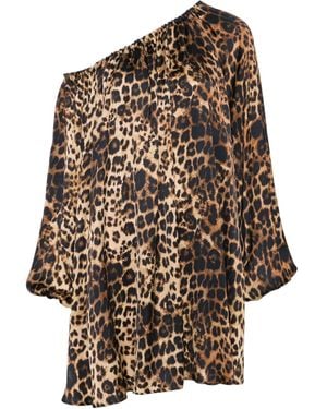 Simonetta Ravizza One-Shoulder Printed Mini Dress - Brown
