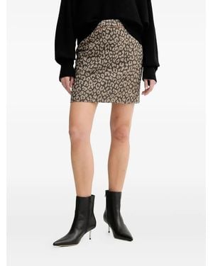 BOSS Vasola1 Leopard-Print Mini Skirt - Black