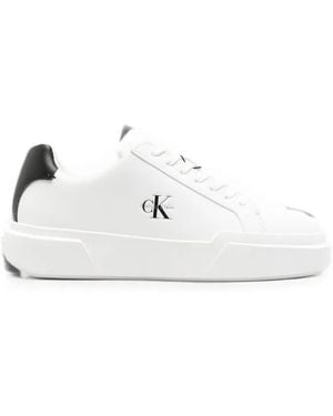 Calvin Klein Logo-Print Leather Sneakers - White