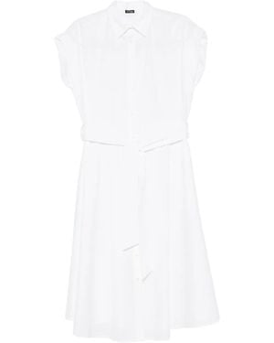 Kiton Button-Down Belted Shirt Day Dress - White