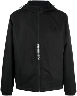 Philipp Plein Zip-Up Hooded Jacket - Black