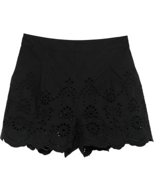 MC2 Saint Barth Amani Broderie-Anglaise Scalloped Shorts - Black