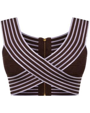 Elisabetta Franchi Striped Crossover Tank Top - Grey