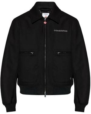 CASABLANCA Jacket Bonded Wool Blend - Black