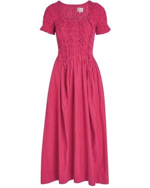 Damson Madder Raphaela Striped-Pattern Ruffled Dress - Pink