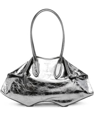 McQueen Manta Metallic Shoulder Bag - White