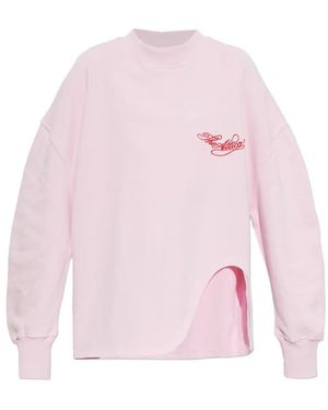 The Attico Slit-Detail Logo-Embroidered T-Shirt - Pink