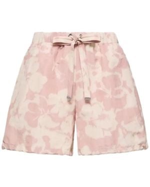 Moncler Floral-Print Chiné Shorts - Pink