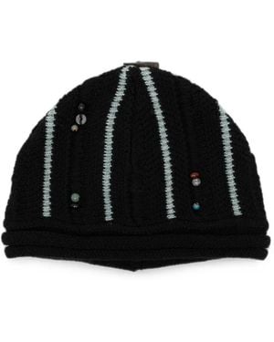 Adererror Bead-Embellished Beanie - Black