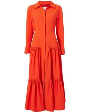 Cinq À Sept Robe Boutonnée À Volants Superposés - Red