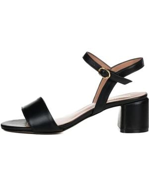 Poche Paris Block-Heel Leather Sandals - Black