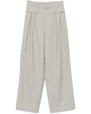 Liviana Conti Pleated Wide-Leg Trousers - White