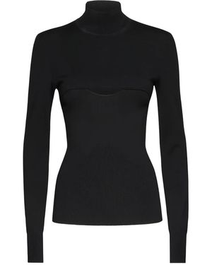 Ferragamo Top con cuello alzado - Negro