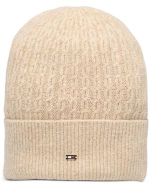 Tommy Hilfiger Cable-Knit Beanie Hat - Natural