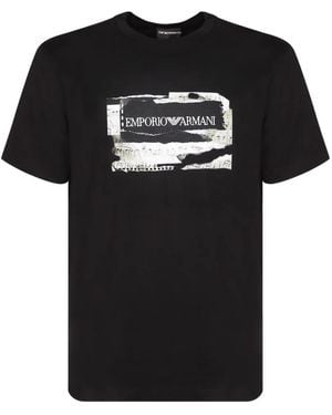Emporio Armani Logo-Print Cotton T-Shirt - Black