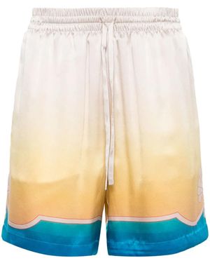 CASABLANCA Vibrant Silk Bermuda Shorts Set - Natural