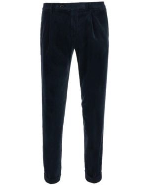 Michael Coal Pleated Corduroy Trousers - Blue