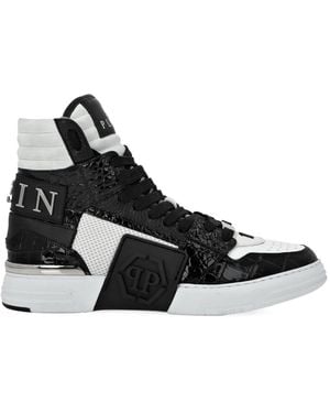 Philipp Plein Hexagon High-Top Trainers - Black